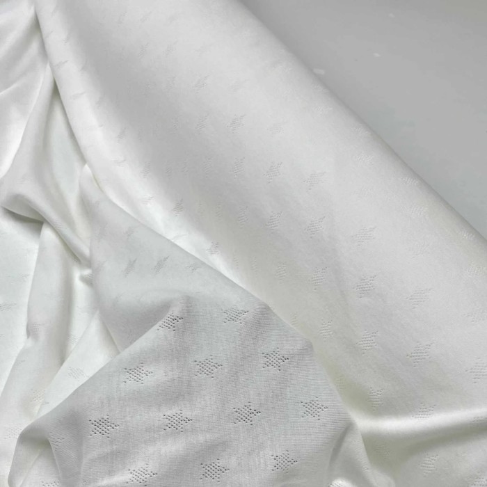 Tissu jersey coton brodé étoile blanc - Marque française Tissu jersey coton brodé étoile blanc - Marque française