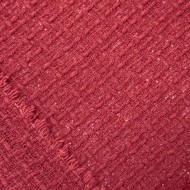 Tissu laine polyester tweed à carreaux texturés rouge