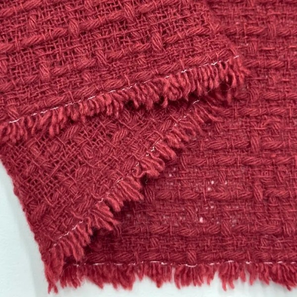 Tissu laine polyester tweed à carreaux texturés rouge Tissu laine polyester tweed à carreaux texturés rouge