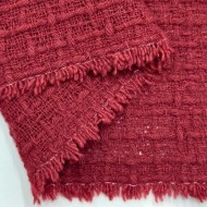 Tissu laine polyester tweed à carreaux texturés rouge