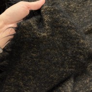 Tissu Laine texturé chevrons Noir ocre - Haute couture
