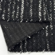 Tissu maille coton polyester chiné effet bouclé noir et blanc