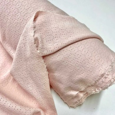 Tissu jersey coton brodé point rose - Marque française Tissu jersey coton brodé point rose - Marque française