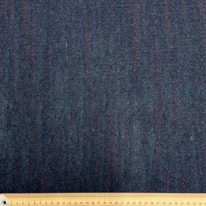 Tissu laine acrylique aspect flanelle bleu marine foncé chiné