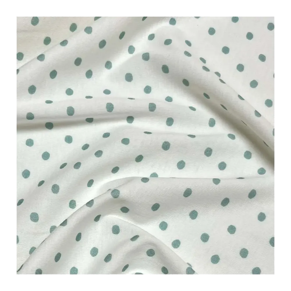 Tissu jersey coton à pois vert - Marque française