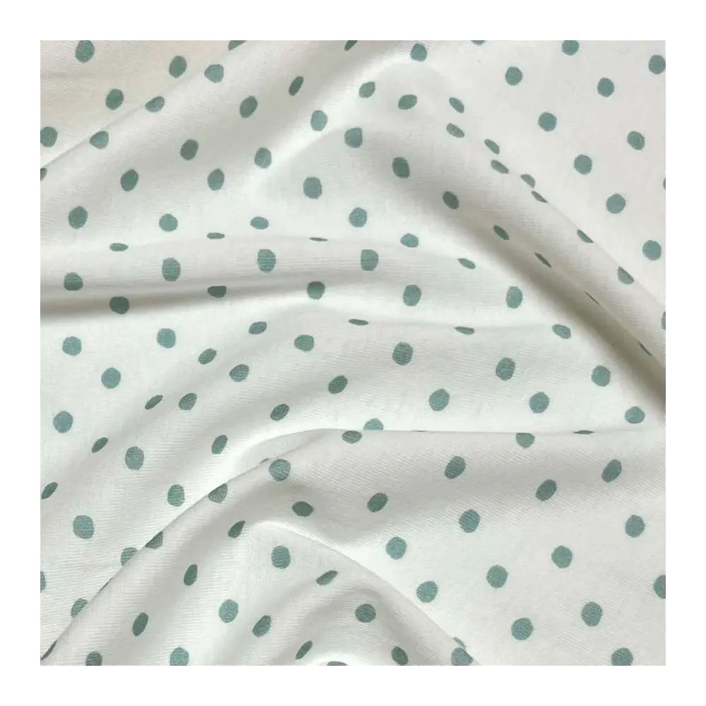 Lot De 10 Coupons De Tissu Coton - Fond Blanc à Pois Verts - 120 X 50 Cm Chacun - Neuf