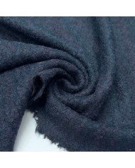 Tissu laine acrylique aspect flanelle bleu marine foncé chiné