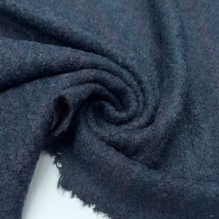 Tissu laine acrylique aspect flanelle bleu marine foncé chiné