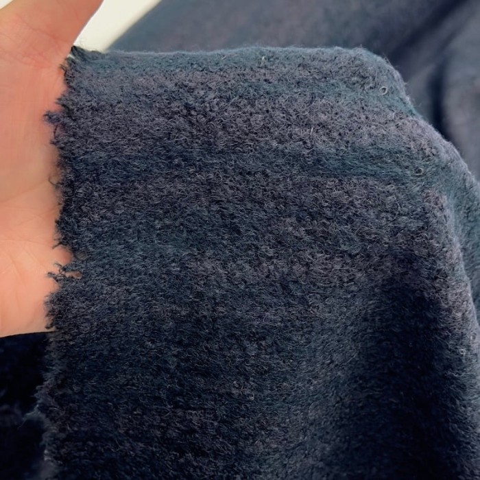Tissu laine acrylique aspect flanelle bleu marine foncé chiné