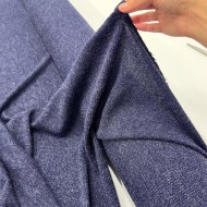 Tissu maille jersey polyester viscose bleu marine chiné