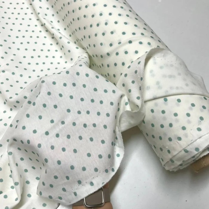 Tissu jersey coton à pois vert - Marque française
