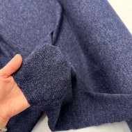 Tissu maille jersey polyester viscose bleu marine chiné