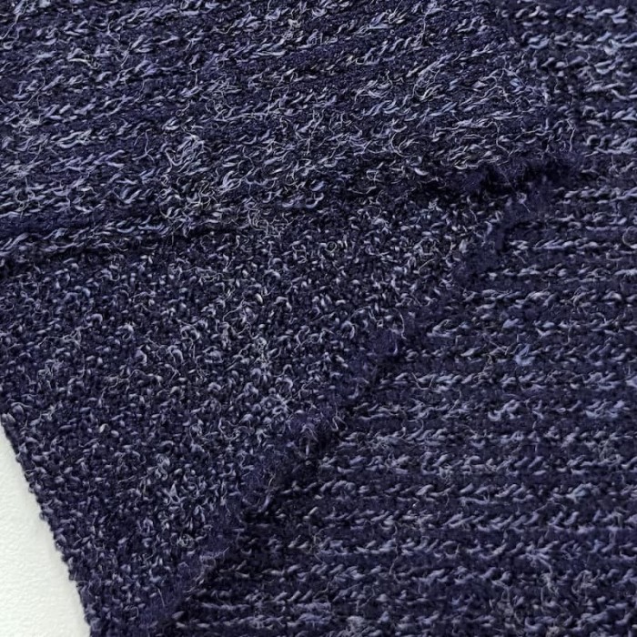 Tissu maille jersey polyester viscose bleu marine chiné