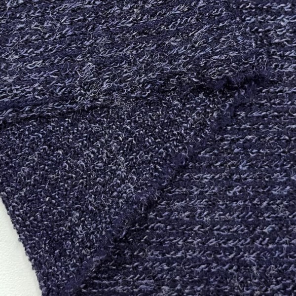Tissu maille jersey polyester viscose bleu marine chiné Tissu maille jersey polyester viscose bleu marine chiné