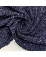Tissu maille jersey polyester viscose bleu marine chiné