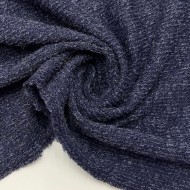 Tissu maille jersey polyester viscose bleu marine chiné