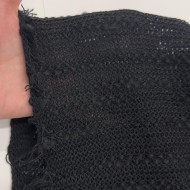 Tissu laine polyester maille ajourée texturée noir