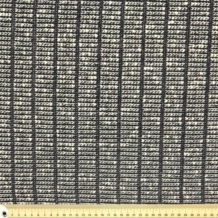 Tissu maille coton polyester effet crochet noir et blanc