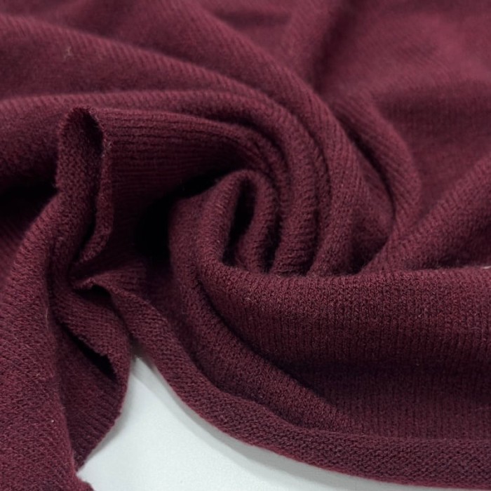 Tissu maille jersey polyester élasthanne uni bordeaux