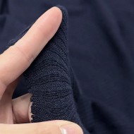 Tissu maille côtelé polyester viscose bleu marine foncé