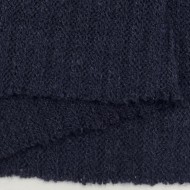 Tissu maille côtelé polyester viscose bleu marine foncé