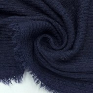Tissu maille côtelé polyester viscose bleu marine foncé
