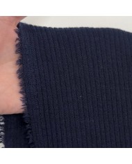 Tissu maille côtelé polyester viscose bleu marine foncé