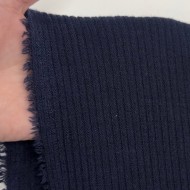 Tissu maille côtelé polyester viscose bleu marine foncé