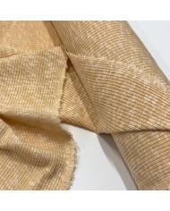Tissu maille côtelé polyester coton moucheté jaune clair