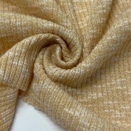 Tissu maille côtelé polyester coton moucheté jaune clair