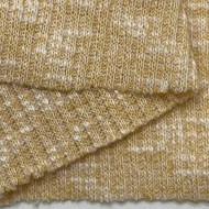 Tissu maille côtelé polyester coton moucheté jaune clair