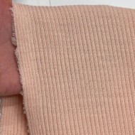 Tissu maille côtelé polyester élasthanne rose pâle