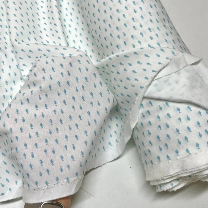 Tissu jersey coton poisson bleu ciel - Marque française