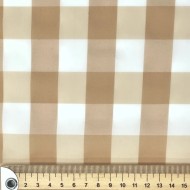 Tissu polyamide élasthanne à carreaux beige blanc