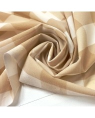 Tissu polyamide élasthanne à carreaux beige blanc