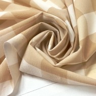 Tissu polyamide élasthanne à carreaux beige blanc