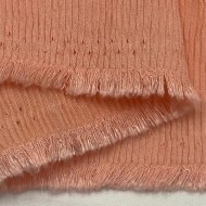 Tissu viscose nylon plissé fin saumon