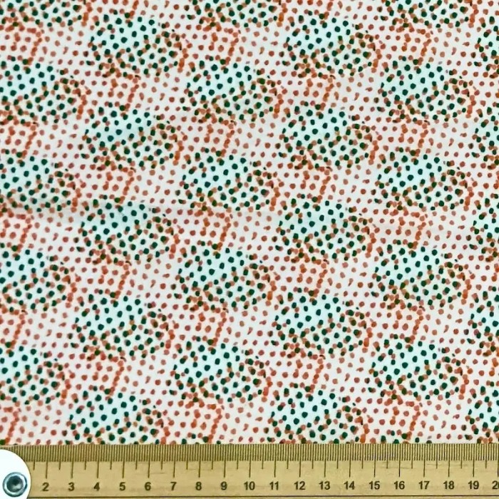 Tissu coton à petits pois colorés orange et vert
