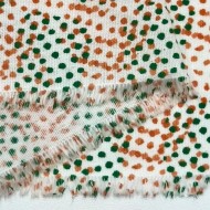 Tissu coton à petits pois colorés orange et vert
