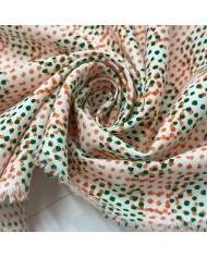 Tissu coton à petits pois colorés orange et vert