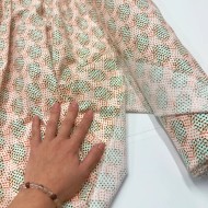 Tissu coton à petits pois colorés orange et vert