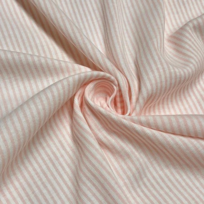 Tissu jersey coton à rayures rose - Marque française Tissu jersey coton à rayures rose - Marque française
