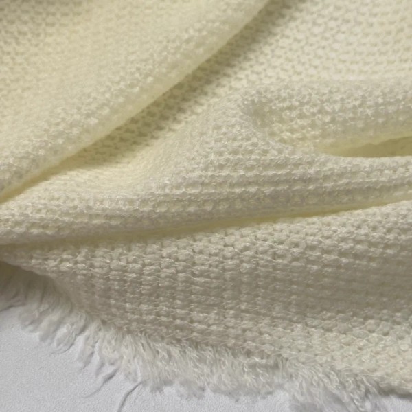 Tissu maille polyester polyacrylique uni ivoire Tissu maille polyester polyacrylique uni ivoire