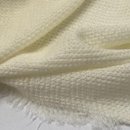 Tissu maille polyester polyacrylique uni ivoire