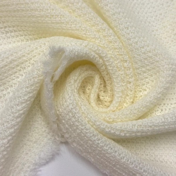 Tissu maille polyester polyacrylique uni ivoire Tissu maille polyester polyacrylique uni ivoire
