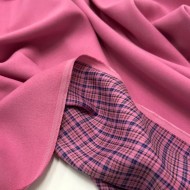 Tissu laine polyester imprimé écossais rose vif violet