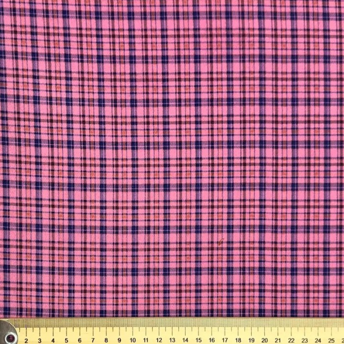 Tissu laine polyester imprimé écossais rose vif violet