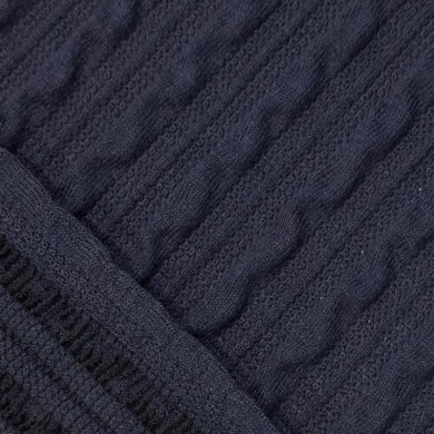 Tissu maille torsadée acrylique élasthanne maille torsades bleu marine foncé