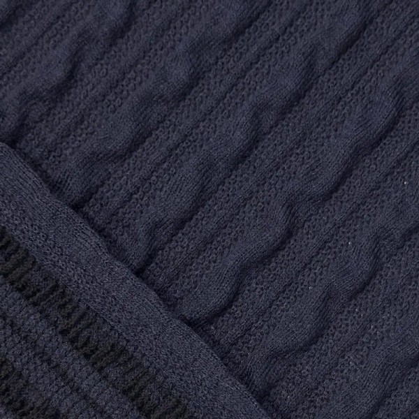 Tissu maille torsadée acrylique élasthanne maille torsades bleu marine foncé Tissu maille torsadée acrylique élasthanne maille torsades bleu marine foncé