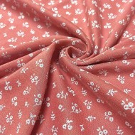 Tissu jersey coton fleurs corail - Marque française